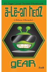 a-Le-en Hedz (Alien Heads) gEAR 50 Page Lined Pocket Notebook