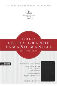 RVR 1960 Biblia Letra Grande Tamaño Manual, negro piel fabricada, con cierre