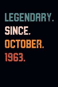 Blank Lined Journal, Notebook, Diary, Planner - Legendary Since October 1963 - 56th Birthday Gift For 56 Years Old Men and Women born in October
