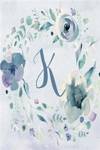 2020 Weekly Planner, Letter K - Blue Purple Floral Design