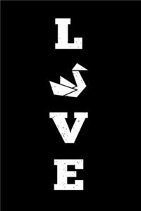 LOVE Origami Crane Bird Swan Notebook