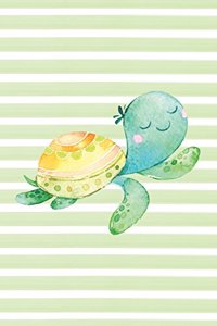 Happy Sea Turtle Watercolor Stripe Journal, Blank Sketch Paper
