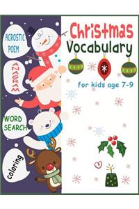 Christmas Vocabulary for Kids Age 7-9 Acrostic Poem Anagram Word Search Coloring