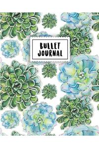 Bullet Journal: Turquoise Cactus Watercolor - 150 Dot Grid Pages (Size 8x10 Inches) - With Bullet Journal Sample Ideas