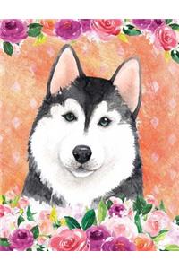 My Big Fat Journal Notebook For Dog Lovers Husky In Flowers 5