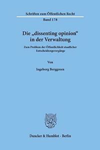 Die Dissenting Opinion in Der Verwaltung
