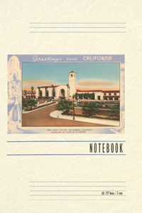 Vintage Lined Notebook Greetings from California, Union Station
