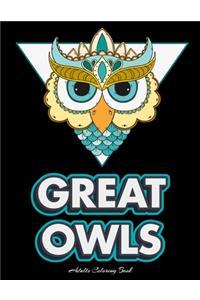 GREAT OWLS Adults Coloring Book