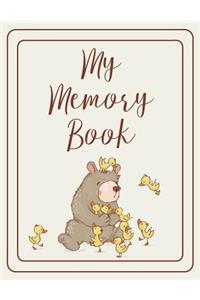 My Memory Book: Unisex Bear Prompt Journal For Foster Children, Log Of Duration With Foster Parents 8.5x11 Large Notebook Binder Tool Kit