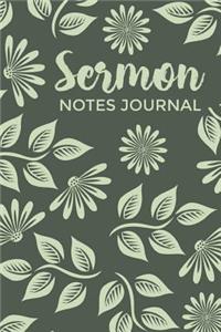 Sermon Notes Journal: Simple Flowers and Leaves Design - Women's Journal with Matte Cover - 6x9 Notebook with Specifically Designed Pages for Recording Sermon Notes and P