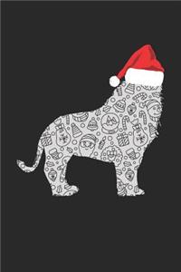 Christmas Notebook 'Lion with Santa Hat' - Christmas Gift for Animal Lover - Santa Hat Lion Journal - Lion Diary