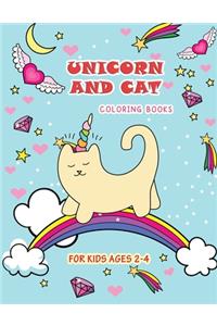 Unicorn and Cat coloring books for kids ages 2-4