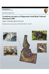 Vertebrate Inventory of Hagerman Fossil Beds National Monument 2003