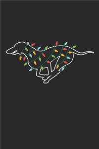 Whippet with Christmas Lights - Christmas Notebook - Whippet Diary - Dog Journal - Christmas Gift for Dog Lover