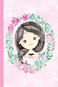 Pink Watercolor Mermaid Wreath Composition Notebook, Wide Ruled