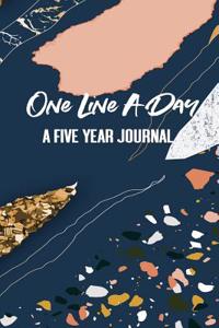 One Line a Day. a Five Year Journal.: Navy Blue and Gold Abstract Geological Rocks. Diary Notebook for Daily Journal Writing. One Day Per Page for 5 Years.