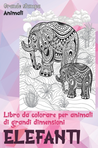Libro da colorare per animali di grandi dimensioni - Grande stampa - Animali - Elefanti