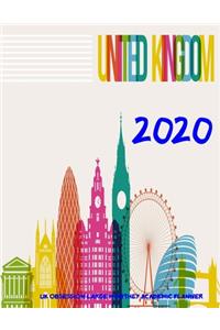 United Kingdom 2020 UK Obsession Large Monthly Academic Planner
