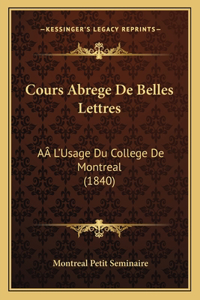 Cours Abrege De Belles Lettres