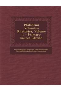 Philodemi Volumina Rhetorica, Volume 1