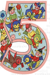 Fairies Riding Birds - 5th Birthday - Greeting Card