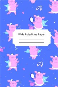 Cute Baby Pig Theme Wide Ruled Line Paper