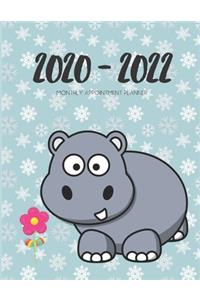 2020-2022 Three 3 Year Planner Hippos Monthly Calendar Gratitude Agenda Schedule Organizer