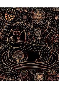 Journal Notebook Cute Cat in Flowers Pattern 4