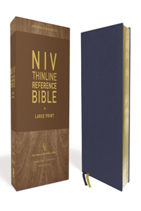 NIV, Thinline Reference Bible (Deep Study at a Portable Size), Large Print, Genuine Leather, Buffalo, Blue, Red Letter, Art Gilded Edges, Comfort Print