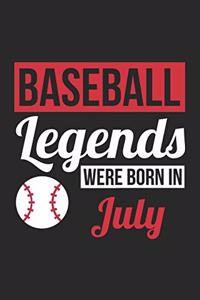 Baseball Notebook - Baseball Legends Were Born In July - Baseball Journal - Birthday Gift for Baseball Player