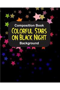 Composition Book Colorful Stars on Black Night Background
