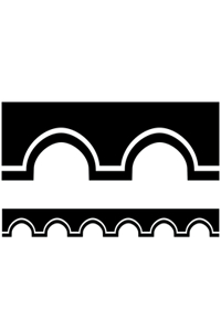 Simply Stylish Tropical Black and White Awning Scalloped Borders