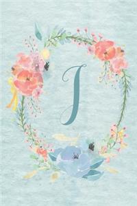 2020 Weekly Calendar Planner - Letter J - Light Blue and Pink Floral Design