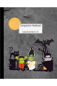 Composition Notebook College Ruled 120p 8" x 10": Creepy Lined Journal Halloween Edition, Notes. Cool Novelty Gift for Kids and Adults. VOL 2