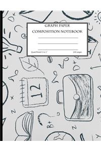 Graph Paper Composition Notebook, Quad Ruled 5 squares per inch, 100 pages