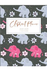 2020-2029 10 Ten Year Planner Monthly Calendar Elephant Goals Agenda Schedule Organizer