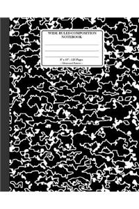 Wide Ruled Composition Notebook 8x 10. 120 Pages. Distressed Pattern