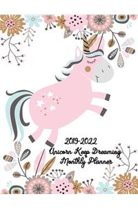 2019-2022 Unicorn Keep Dreaming Monthly Planner