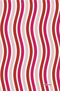 Journal Pages - Red Curvy Stripes (Unruled)
