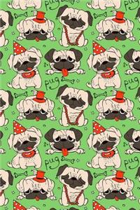 Journal Notebook Funny Pugs Pattern 6