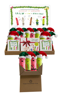 Green is for Christmas/Crayons Christmas 2022 16-copy Floor Display with Riser and 16-PWP Plush