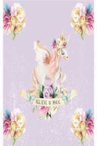 Believe in Magic: Unicorn Notebook-Journal 5x8 Lined 120 pages