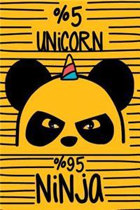 5% Unicorn 95% Ninja 12 Month Academic Panda Journal For Students, Teachers & Parents