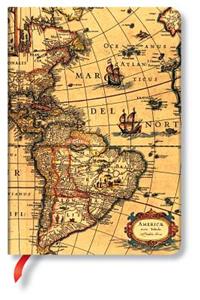 Paperblanks Western Hemisphere Early Cartography Hardcover MIDI Lined Elastic Band Closure 176 Pg 85 GSM
