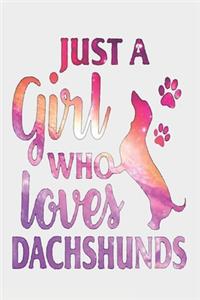 Just A Girl Who Loves Dachshunds Dog Silhouette Flower Gifts Notebook/Journal 6x9 100 Pages