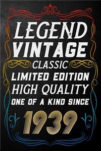 Legend Vintage Classic Limited Edition High Quality One Of A Kind Since 1939