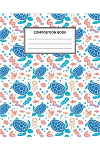 Turtle Composition Notebook - Underwater Pattern