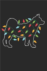 Akita with Christmas Lights - Christmas Notebook - Akita Diary - Dog Journal - Christmas Gift for Dog Lover