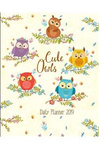 Cute Owls Daily Planner 2019