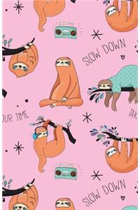 Bullet Journal for Animal Lovers Sloth Pattern on Pink